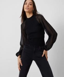 French Connection Jumpers & Cardigans Melody Fabric Mix Top