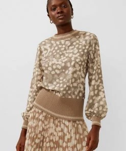 French Connection Eva Knit Printed Top Tops