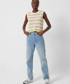 French Connection New In Nora Stripe Crochet Vest Top