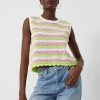 French Connection New In Nora Stripe Crochet Vest Top