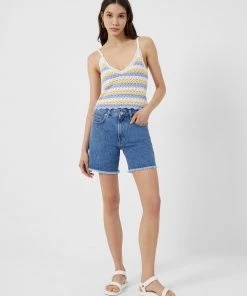 French Connection Nora Stripe Crochet Vest Top
