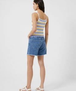 French Connection Nora Stripe Crochet Vest Top