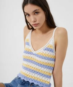 French Connection Nora Stripe Crochet Vest Top