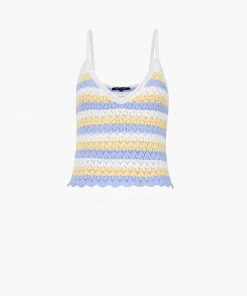 French Connection Nora Stripe Crochet Vest Top