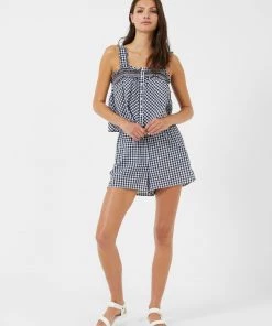 French Connection Adalhia Organic Gingham Smock Shorts New In