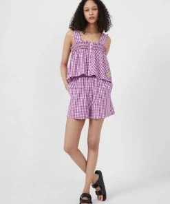 French Connection New In Adalhia Organic Gingham Smock Shorts