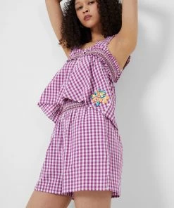 French Connection New In Adalhia Organic Gingham Smock Shorts