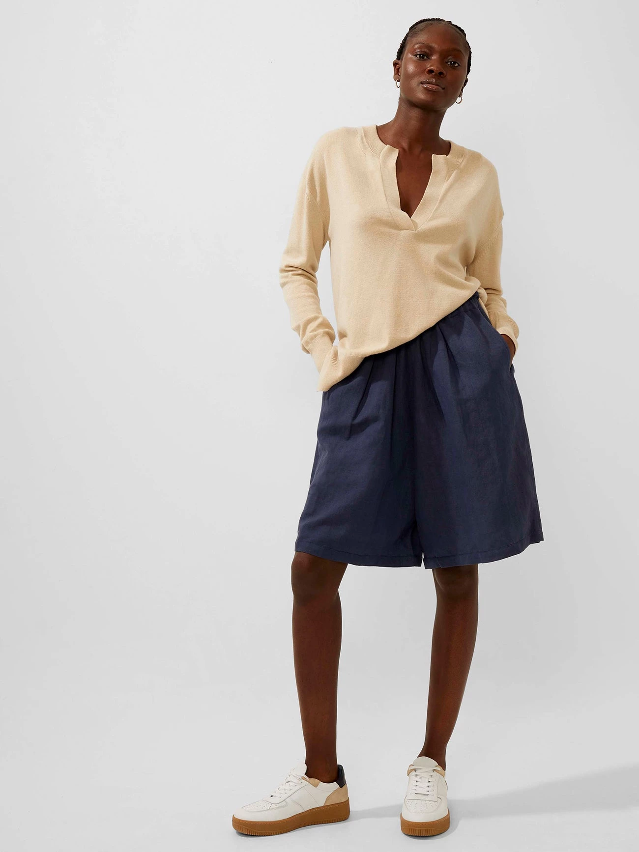 French Connection Ahia Cotton-Linen Shorts New In 4 French Connection Ahia Cotton-Linen Shorts New In