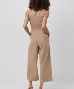 French Connection Ecre Linen Tie Waist Jumpsuit
