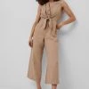 French Connection Ecre Linen Tie Waist Jumpsuit