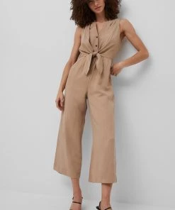 French Connection Ecre Linen Tie Waist Jumpsuit