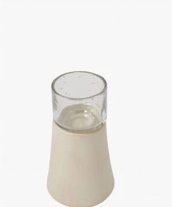 French Connection Small Sand Stoneware Candle Holder