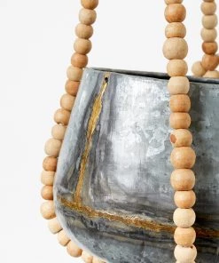 French Connection Large Hanging Beaded Planter Home Accessories