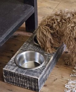 French Connection Textured Duo Dog Bowl New In