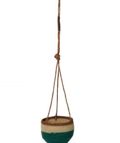 French Connection Small Green Hanging Basket New In