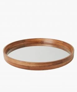 French Connection Wooden Round Mirror