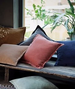 French Connection Washed Velvet Cushion New In