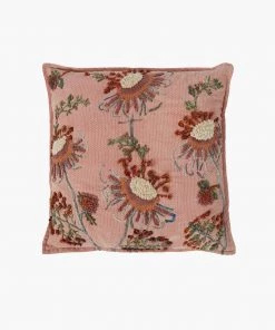 French Connection Embroidered Pink Cushion New In