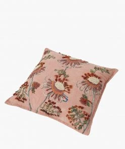 French Connection Embroidered Pink Cushion New In
