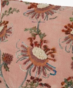 French Connection Embroidered Pink Cushion New In