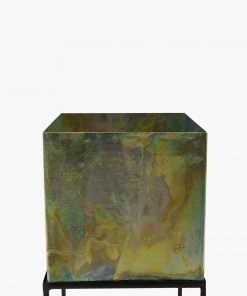 French Connection Square Antique Green Planter New In 12 French Connection Square Antique Green Planter New In