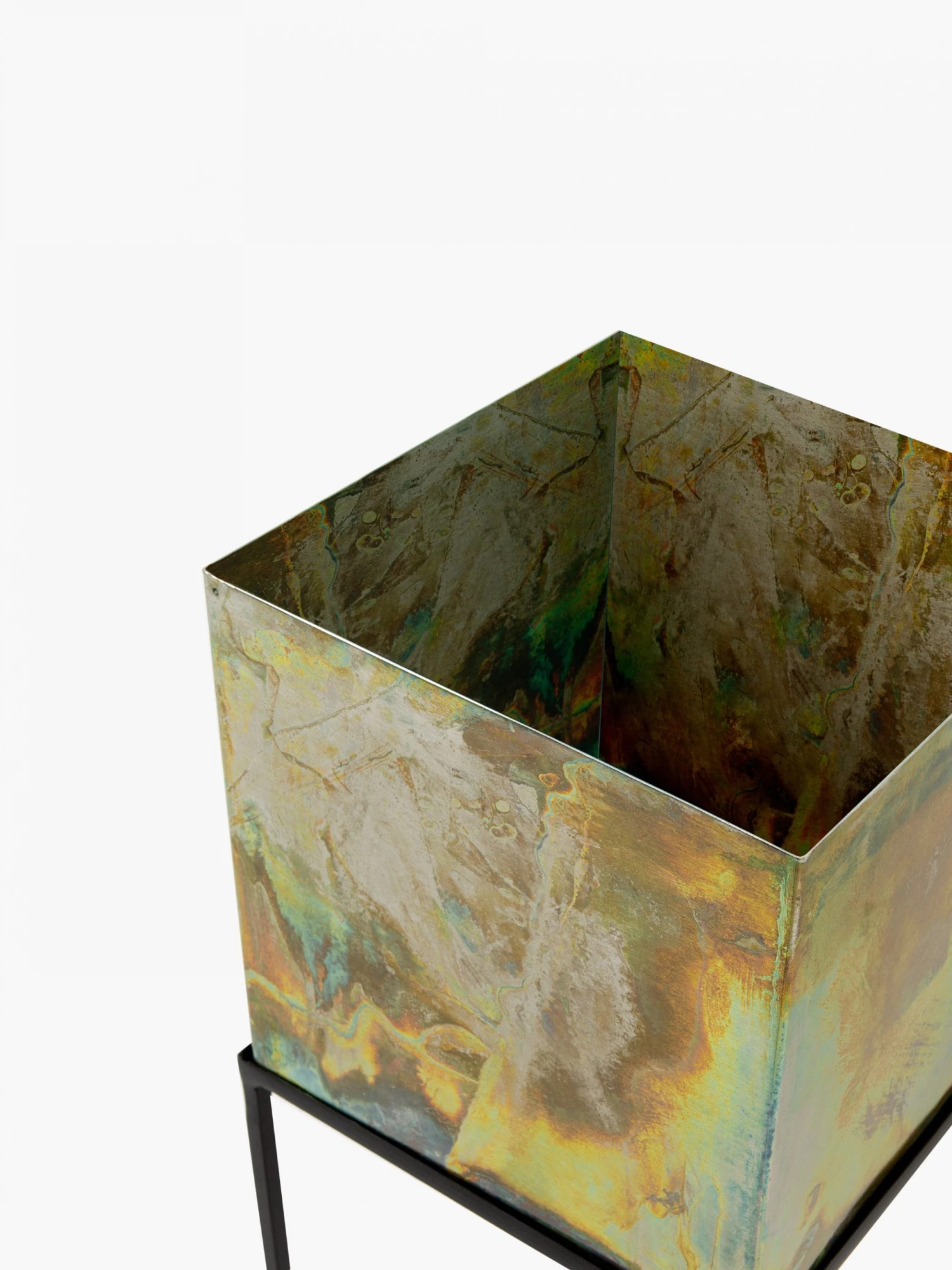 French Connection Square Antique Green Planter New In 5 French Connection Square Antique Green Planter New In