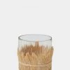 French Connection Large Golden Sun Raffia Glass