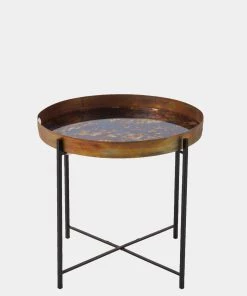 French Connection Molten Mirror Drinks Table New In