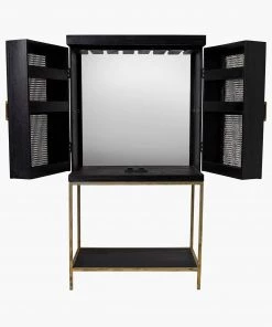 French Connection Noir Rattan Wine Cabinet New In