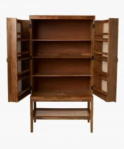 French Connection Natural Rattan Pantry Unit New In