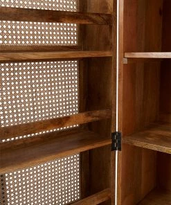 French Connection Natural Rattan Pantry Unit New In