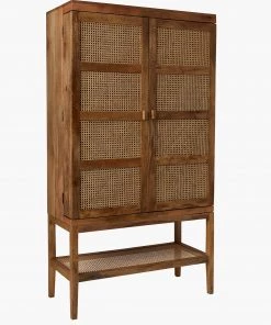 French Connection Natural Rattan Pantry Unit New In