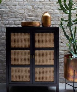 French Connection Noir French Cane Cabinet