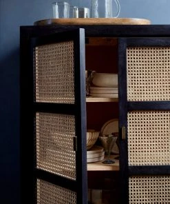 French Connection Noir French Cane Cabinet