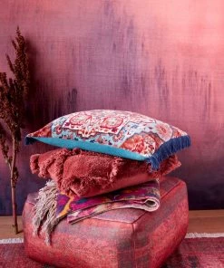 French Connection Crimson Cassis Recycled Pouffe New In