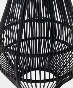 French Connection Black Rattan Pendant Shade