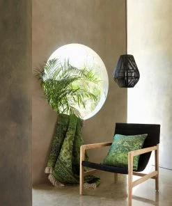 French Connection Black Rattan Pendant Shade