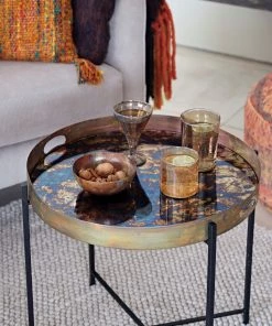 French Connection Molten Mirror Drinks Table New In