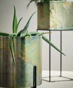 French Connection Square Antique Green Planter New In 11 French Connection Square Antique Green Planter New In