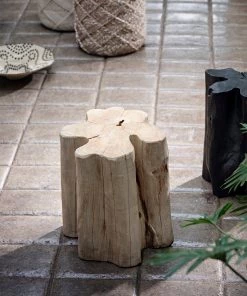 French Connection Blonde Kikori Wood Side Table New In