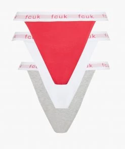 French Connection Sale Logo 3 Pack Tanga Briefs