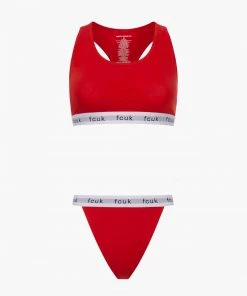 French Connection Sale Logo Crop Top And Tanga Briefs Set