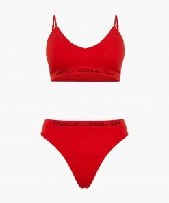 French Connection Seamless Low Crop Top And Thong Set Sale