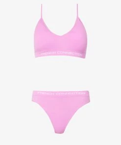 French Connection FC Padded Low Crop Top And Thong Set Sale