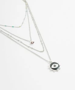French Connection Multi Chain Eye Necklace