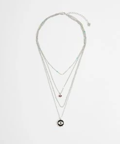 French Connection Multi Chain Eye Necklace