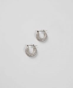 French Connection View All Chunky 3D Diamante Huggie Hoop Earrings