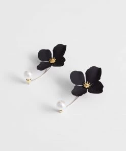 French Connection Floral Pearly Drop Earrings New In