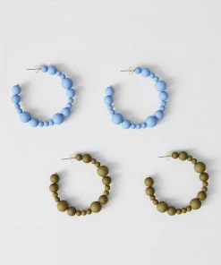 French Connection New In Matte Bead Hoop Earrings 2 Pack