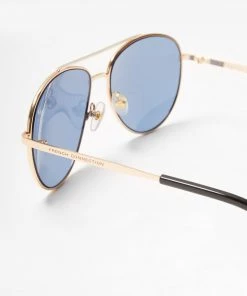 French Connection View All Metal D Frame Aviator Sunglasses